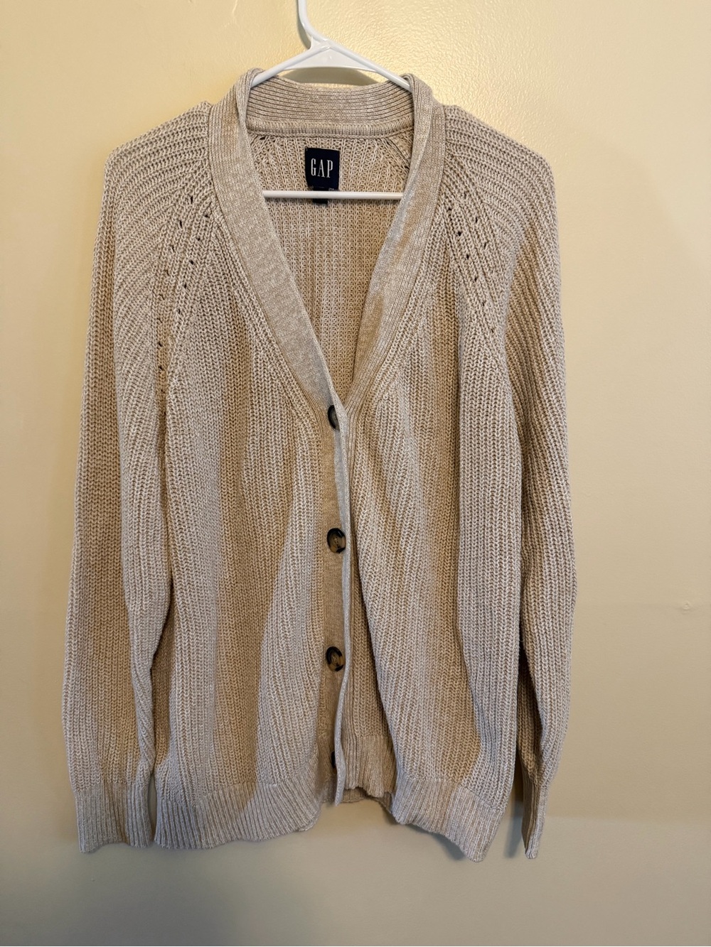 GAP Men's Cream Knit Button Cardigan